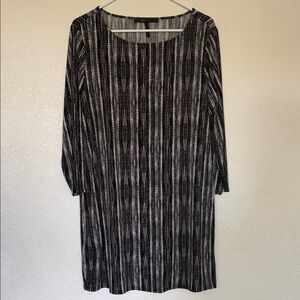 BCBGMaxAzria Black and White Striped Long Sleeve Dress